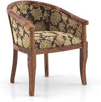 HM ART CREATIONS Solid Wood Chair Wooden Single Seater Sofa Chair for Living Room, Bedroom, Outdoor & Indoor - Teak & Chintz Floral