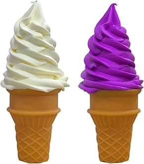 LONG XIN SERIES 2 Pcs Simulated Ice Cream Artificial Lifelike Ice Cream Fake Ice Cream Food Model for Home Kitchen Cabinet Desk Shops Party Decor Sample Display Photography Props (White Purple)