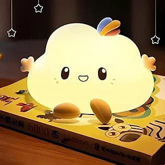 Big Cloud Face Silicone Night Light – 7 Color Changing LED Lamp with Touch Sensor Control | USB Rechargeable, Cute Kids Bedroom Decor & Gift for Babies, Toddlers, and Children