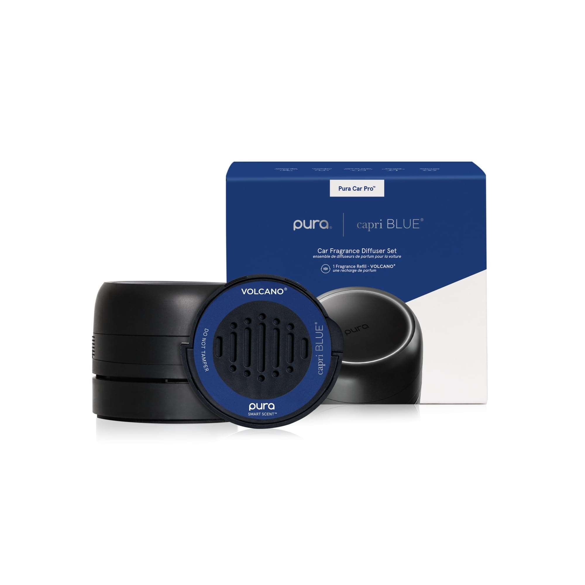 Capri Blue Volcano Pura Car Pro Diffuser Set - Includes Pura Car Pro Diffuser and Capri Blue Volcano Air Freshener Refills - Scented with Notes of Tropical Fruits & Sugared Citrus