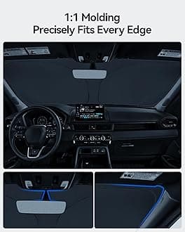 LANTU Windshield Sunshade for 2019-2025 Honda Pilot LX, Sport, EX-L, TrailSport, Touring Elite Accessories Foldable Sun Shield Block UV Rays with Dual-Silver Coating Keeps Car Interior Cool