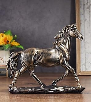 Horse Resin Statue,Home Animal Decor,Horse Art Figurine Decorative Sculpture,for Home Office Decoration Gift.Copper