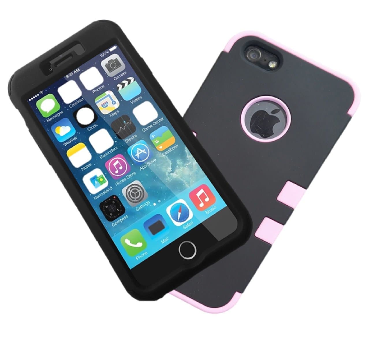 iPhone 5s Case, Sleekarmor Colorful Heavy Duty Shockproof Case for iPhone 5S Cell Phones (Pink)