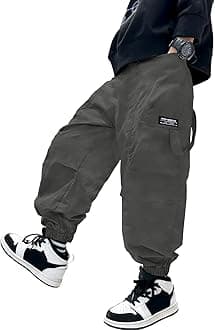 AOWKULAE Boys Casual Cargo Pants for Kids 5-14 Years