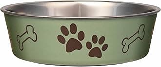 Loving Pets - Bella Bowls - Dog Food Water Bowl No Tip Stainless Steel Pet Bowl No Skid Spill Proof (Extra Large, Artichoke Green)