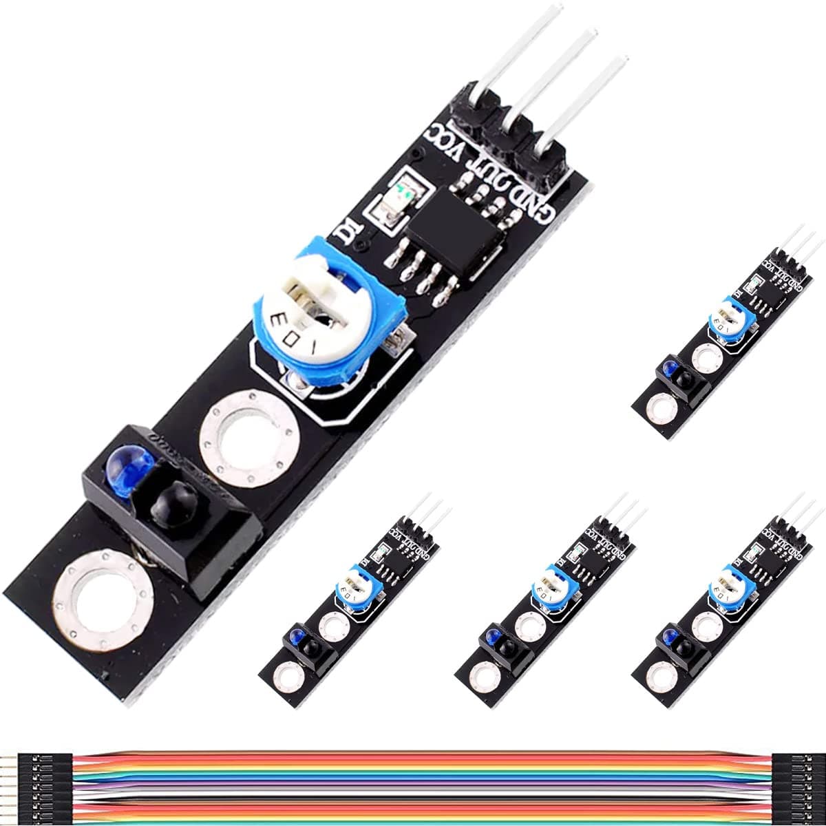 5Pcs Tracking Sensor Modules KY-033 Line Follower TCRT5000 1-Channel Infrared Detection Sensor Obstacle Avoidance Module Adjustable Sensitivity, For Arduino