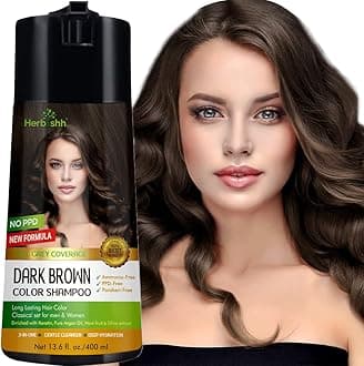 Hair Color Shampoo For Gray Hair – Enriched Color Shampoo Hair Dye Formula – Hair Dye Shampoo And Conditioner – Long Lasting & Diy (Dark Brown)