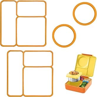 4 pack Lid Seal Gasket For OmieBox,Fit Seal Replacement for Kids Bento Box,Made from Food-Safe Silicone Rubber,Essential Lunch Bento Box Accessories for Kids,Ensures Leak-Proof Freshness(Carrot)