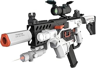 SOFITEN Toy Gun Automatic Sniper Rifle with Tactical Vest Kit, Scope Toy Foam Blaster Dart Toys with 120 Darts IR and Flashlight Shooting Outdoor Activity Game Birthday Xmas Gift for Kids Age 8+