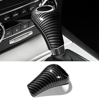 Carbon Fiber Car Gear Shift Knob Cover Sticker Interior Trim Sticker for W204 W212 A G E C Class CLS Accessories (Black)