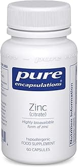 Pure Encapsulations Zinc (Citrate) 30mg - Highly Bioavailable Zinc Supplement - for Immune and Metabolism Support - for Hair, Skin & Nails - 60 Vegetarian Capsules