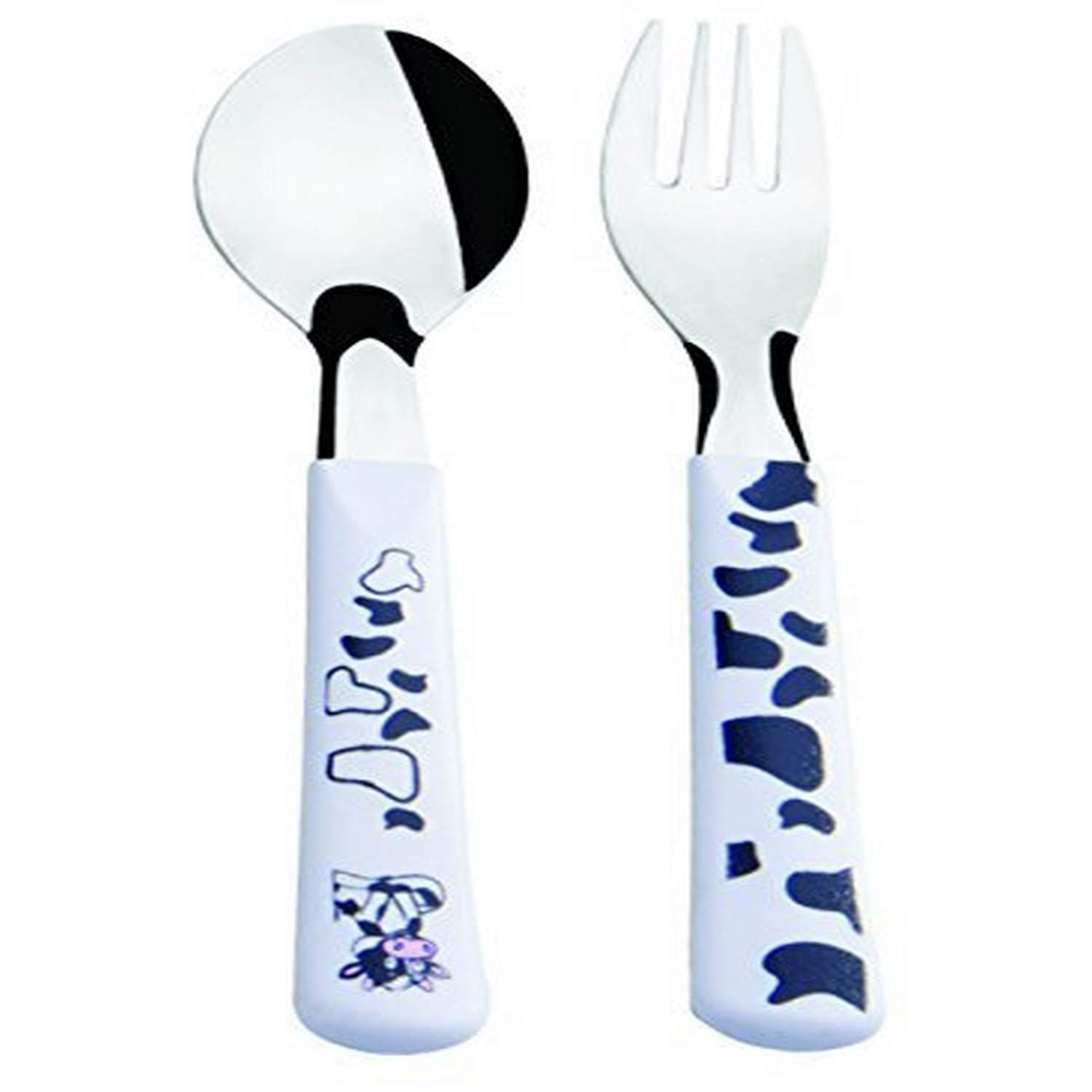 Simonaggio 2 Piece Toddlers Fun Animals Flatware Set, Cow