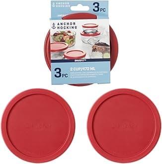 3 Pack 30% Stronger Round Replacement Lids for 2 Cups/16oz/0.5qt Red