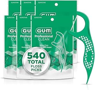 Professional Clean Floss Picks - Extra Strong Shred-Resistant Floss, Easy Grip Handle - Dental Flossers for Adults - Fresh Mint Flavor, 90 Count (Pack of 6) 540 Total