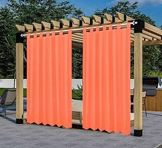 GREEN DECOR –Waterproof Polyester 300GSM Fabric Sun Rain & Vision Blockage Curtains with Top Style Loop Used for Door,Balcony,Outdoor & Indoor Area(Orange 4.5 X 10.5 Feet,Piece of 1)