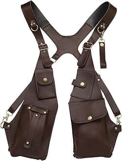 CHICTRY Men's PU Leather Suspenders Vintage Adjustable Suspender Belt with 2 Swivel Hooks Groomsmen Costume Accessories