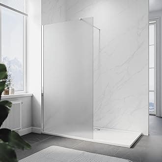 ELEGANT 1000x1900mm Bathroom Walkin Shower Door Wet Room Enclosure Cubicles 8mm Full Frosted Easy Clean Safety Glass Bath Shower Screens Panel with Chrome Support Bars
