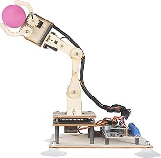 5DOF Robotic Arm Kit Compatible with Arduino IDE, Programmable DIY Coding STEM Educational 5 Axis Build Robot Arm,Robot Starter Kit with OLED Display Processing Code and Tutorials - Wooden