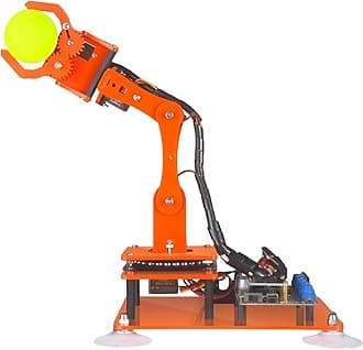 Adeept 5-DOF Robotic Arm Kit Compatible with Arduino IDE, Programmable DIY Coding STEM Educational 5 Axis Robot Arm with OLED Display Processing Code and Tutorials - Orange