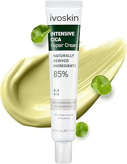 IVOSKIN Cica Redness Relief Treatment Cream, Soothing & Hydrating Green Correcting Moisturizer with Madecassoside, Helps Repair Skin Barrier for Sensitive Skin, Vegan, Korean Skincare (1.76oz / 50g)