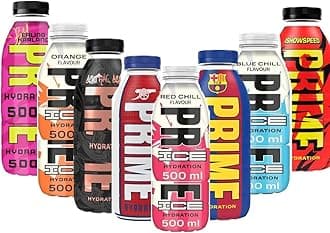 Priime Orange Chill Ice,Erling Haaland,Blue Chill Ice,Barcellona,Red Chill Ice,ISHOWSPEED,Future Freeze Hydration Drink Bottles 500ml - Random Mixed Flavours of Refreshing Drink (8 x Bottles)