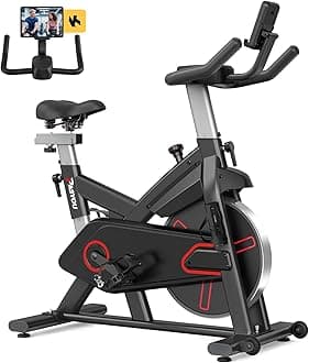 PASYOU Exercise Bike, Indoor Spin Bikes for Home Use, Stationary Bike Magnetic Resistance Spinning Bikes with LCD Display & Tablet Holder, 136kg/300lb Fitness Bike Workout Cardio Training Machine