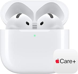 AirPods 4 Wireless Earbuds, Bluetooth Headphones, Personalized Spatial Audio, Sweat and Water Resistant, USB-C Charging Case, H2 Chip, Up to 30 Hours of Battery Life with AppleCare+ (2 Years)