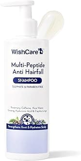 WishCare Multi Peptide Anti Hairfall Shampoo For Frizzy and Dry Hair | Controls Hairfall & Promotes Hair Growth | Peptides, Rice Water, Rosemary & Caffeine | Paraben & Sulphate Free Shampoo For Women & Men | For All Hair Types | 250ml