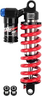 Adjustable Oil+Coil Spring Rear Shock Suspension, Shock Absorbers For Downhill MTB Bike/E-bike, 190mm X 550lbs - Red