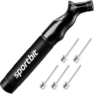 SPORTBIT Ball Pump with 5 Needles - Push & Pull Inflating System - Great for All Sports Balls - Football Ball Air Pump, Volleyball Pump, Basketball Inflator - Goes with Needles Set