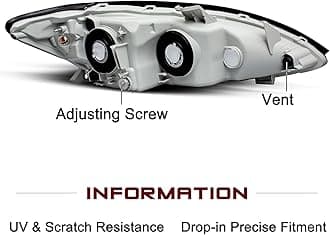 JSBOYAT Headlight Assembly Replacement for 2005 2006 Toyota Camry LE XLE SE (Chrome Housing & Amber Reflector), Driver Side