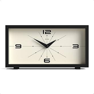 Odeon Desk Clock | Modern Rectangular Design | Black | Stylish Retro Look for Shelf, Table, Mantel or Bedside