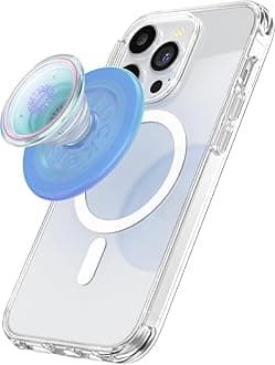 PopSockets Japan - PopGrip MagSafe Opal Blue with Adapter Ring, Opal, Blue, Clear, MagSafe Round Pop Grip, Smartphone Grip & Stand