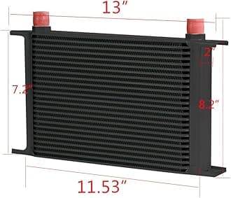 25 Row 10AN-AN10 Universal Aluminum Engine Transmis​sion Oil Cooler Kit + Oil Filter Relocation Kit