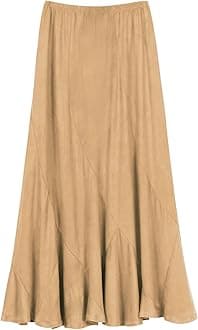 Urban CoCo Women's Vintage Elastic Waist A-Line Long Midi Skirt