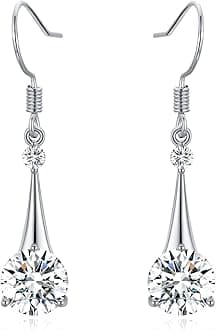 Cubic Zirconia Teardrop Earrings, Diamond Drop Earrings, Wedding Earrings for Brides Bridesmaids, Bridal Dangle Earrings, Crystal Drop earrings for Women Jewelry Gifts