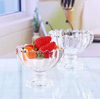 300ML Ice Cream Glasses Cups Dishes for Desserts, Milkshake,Fruit and Pudding Glass Serving Bowls, Perfect for Home, Restaurants and Parties Dishwasher Safe (American Cups, Set of 2)