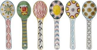 heart & home Demitasse Espresso Spoons, Little Spoons for Dessert, Small Teaspoons, Set of 6, Multicolor, 5-1/4” L, Ceramic