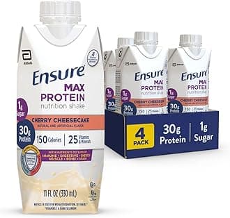 EnsureMax Protein Shake | Cherry Cheesecake | Ready to Drink | 30g Protein for Muscle Health | 1g Sugar, 4g Fiber | 11 fl oz, 4 Pack