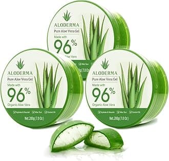 Aloe Vera Gel Made within 12 Hours of Harvest with 96% Pure Organic Aloe Vera for Skin, Scalp, & Hair, Soothing Aloe Face Moisturizer, Multipurpose, Hydrating Aloe Gel, 7oz, 3-Pack