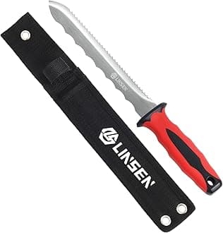 LinsenOutdoor Stainless Steel Garden Knife with 7.8 Blade and New Red H Red Medium