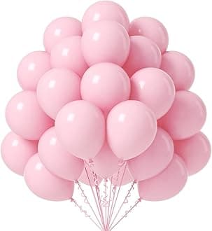 FOTIOMRG Pink Balloons - 12 Inch, 50 Pack Light Pink Latex Party Balloons with Pink Ribbon for Birthday, Graduation, Bridal, Baby Shower, Gender Reveal & Princess Parties