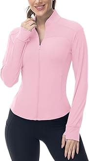 Gopune Women's Workout Athletic Jacket Lightweight Zip Up Yoga Slim Fit Tops with Pockets