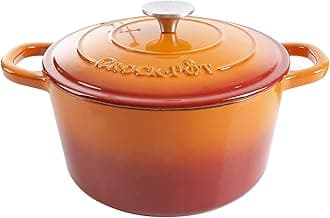 Artisan Round Enameled Cast Iron Dutch Oven, 5-Quart, Sunset Orange
