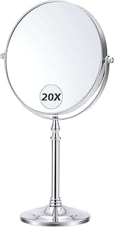MIYADIVA Magnifying Mirror 20x, Double Sided 1X & 20X Magnifying Mirror on Stand, Large Tabletop Magnified Vanity Mirror, Magnified Mirrors with 360°Rotation for Bathroom or Bedroom,8 Inches