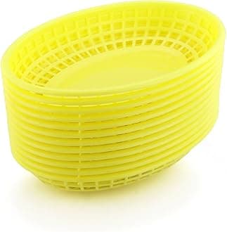 New Star Foodservice 44195 Fast Food Baskets, 9 1/4 x 6 Inch Oval, Set of 36, Yellow