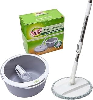 Scotch-Brite 2-in-1 Bucket Spin Mop set (includes: mop with stick, bucket, mop refill), 1 set/pack | 360 easy all-around cleaning | Cleaning Mop | rinsing and drying in a single bucket | Floors