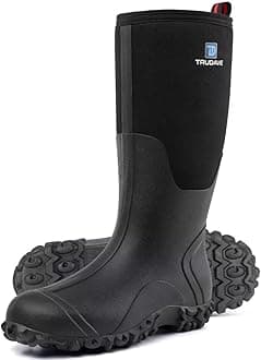 Trudave Rubber Boots for Men with Steel Shank, Waterproof Insulated Reliable Rain Boots for Outdoor Work Hunting, Warm Dry 5mm Neoprene Anti-slip All-Season Mud Boots, Size 5-14