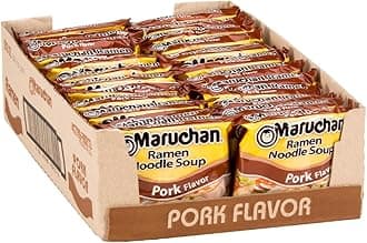 Ramen Pork, Instant Ramen Noodles, Ready to Eat Meals, 24 Count