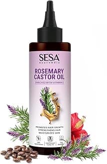Ayurvedic Rosemary Hair Oil with Castor Oil & Sesame, Hibiscus For Hair Growth Strengthens Roots Controls Hair Fall and Moisturising Dry Skin - 200ml